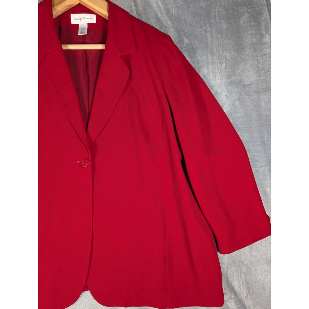 Rena Rowan Red Single Button Blazer Jacket Notch Lapel Career Plus Size 20W - Picture 4 of 14